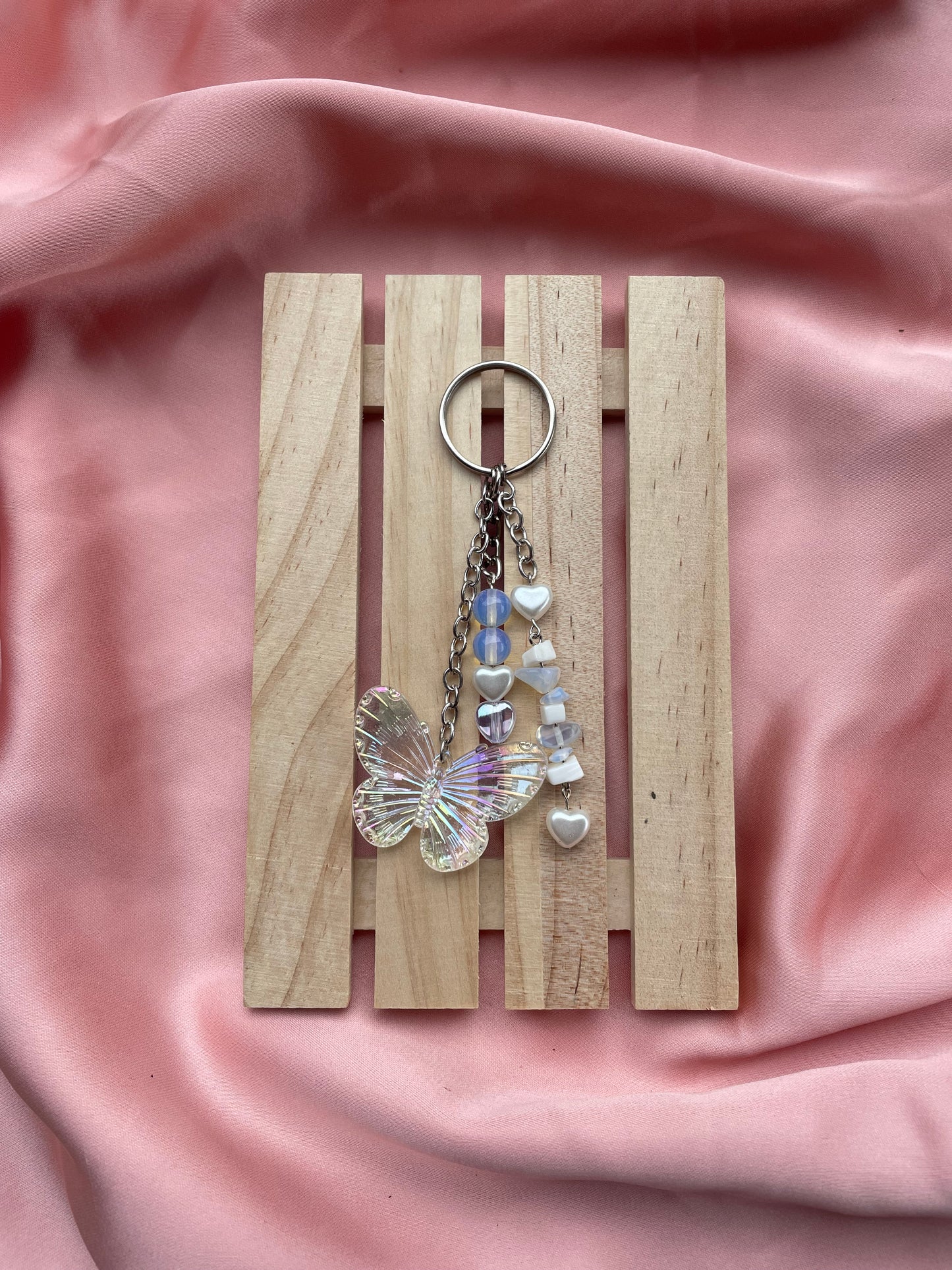 Resin Butterfly & Opalite Crystal Keychain | Bag Charm