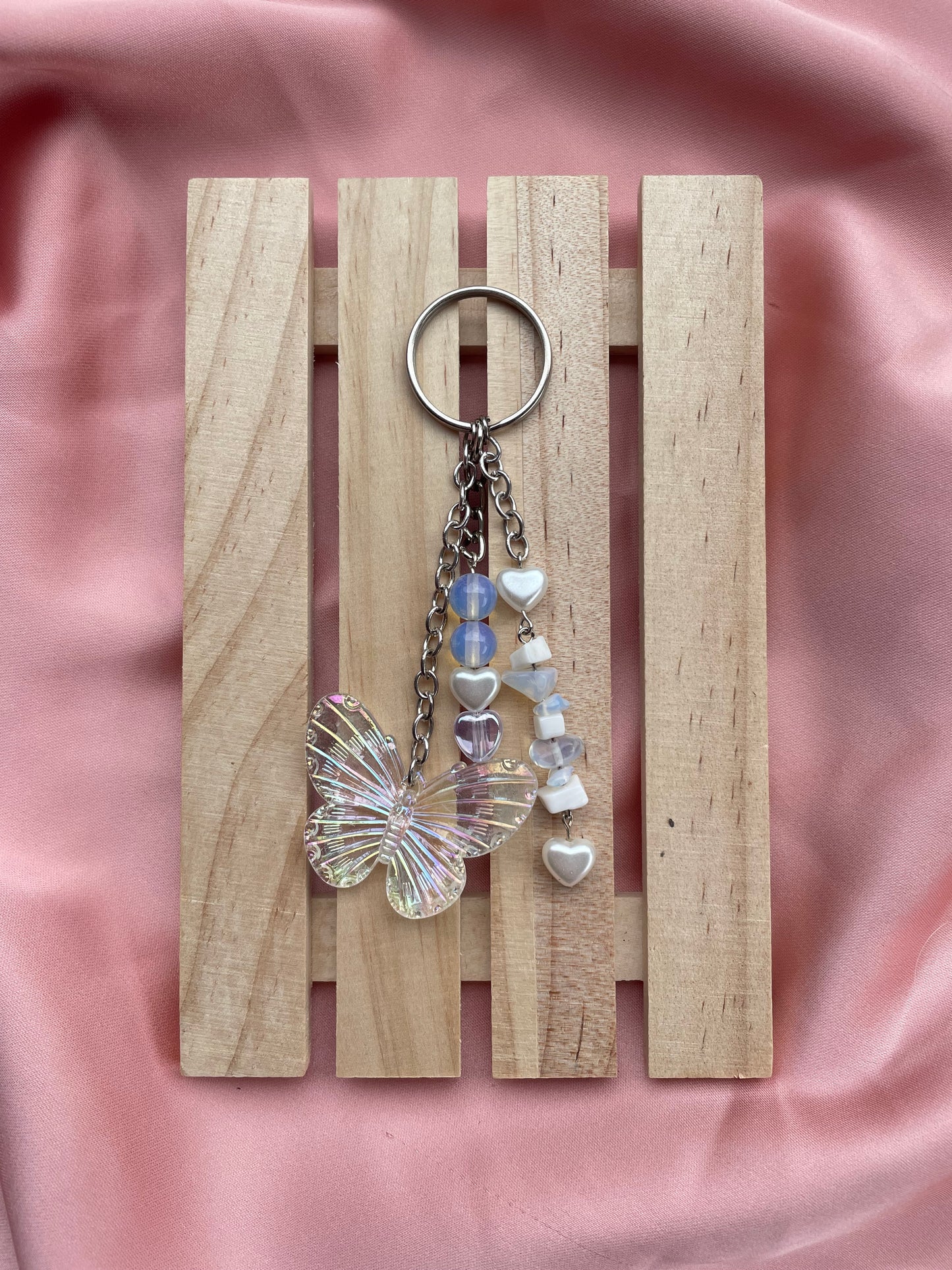 Resin Butterfly & Opalite Crystal Keychain | Bag Charm