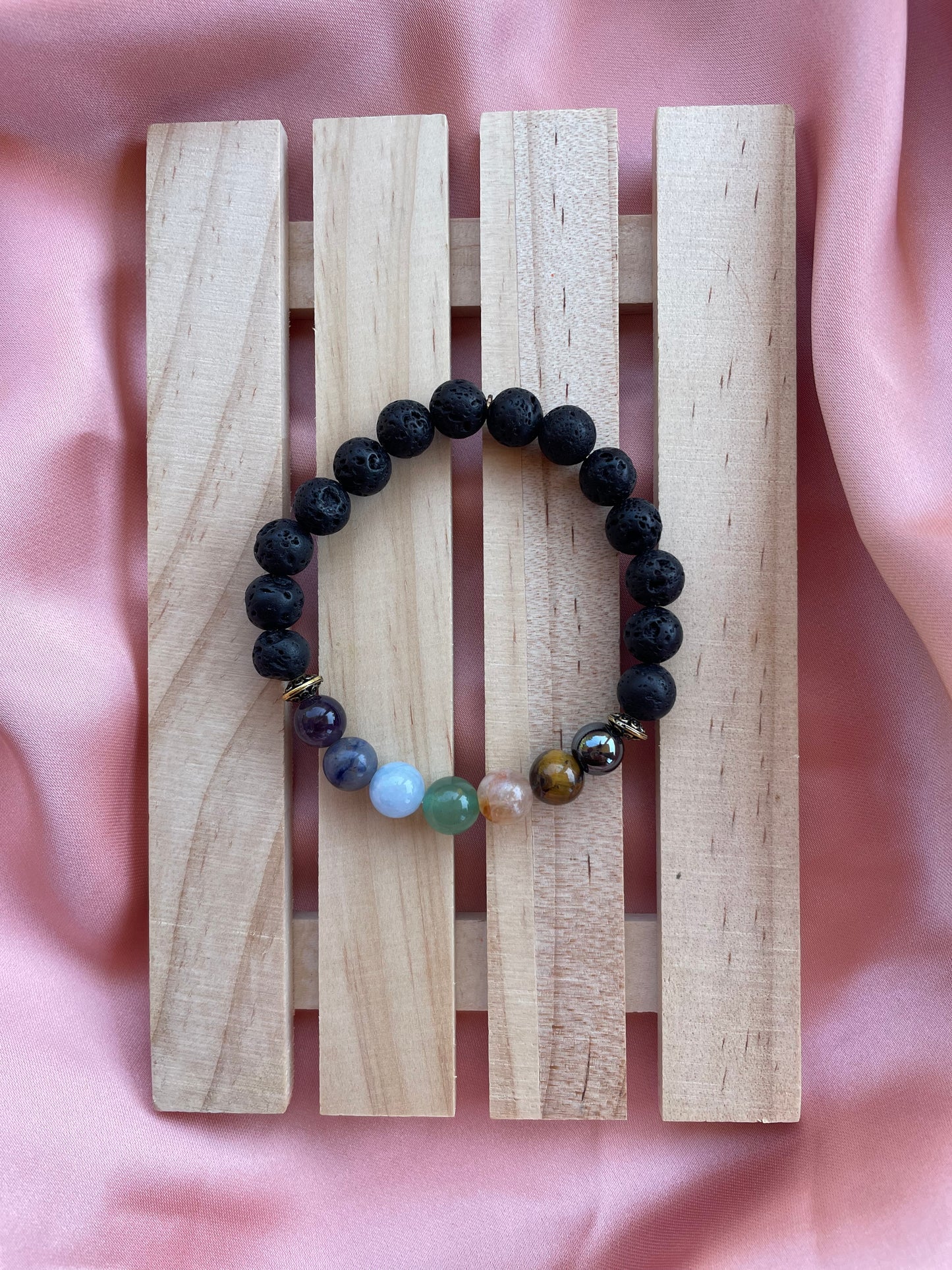 Black Lava Bead Chakra Bracelet