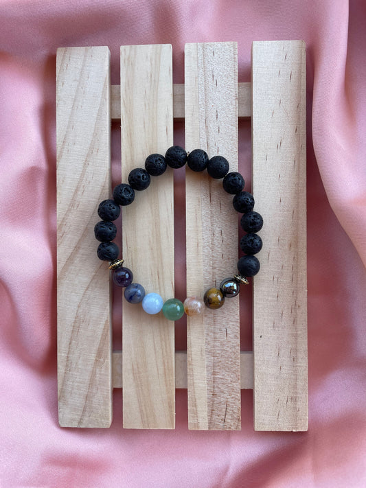Black Lava Bead Chakra Bracelet