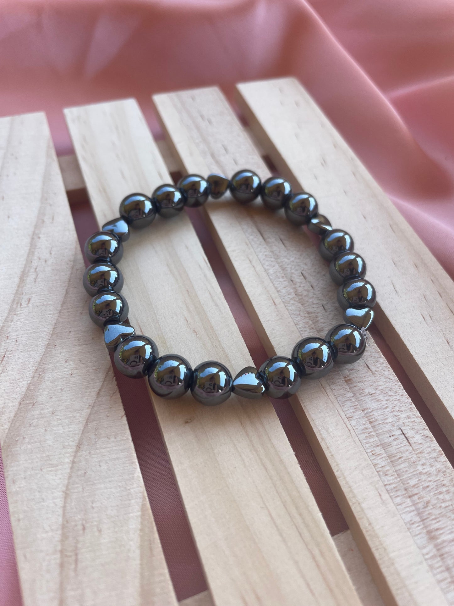 Cute Heart Hematite Crystal Bracelet