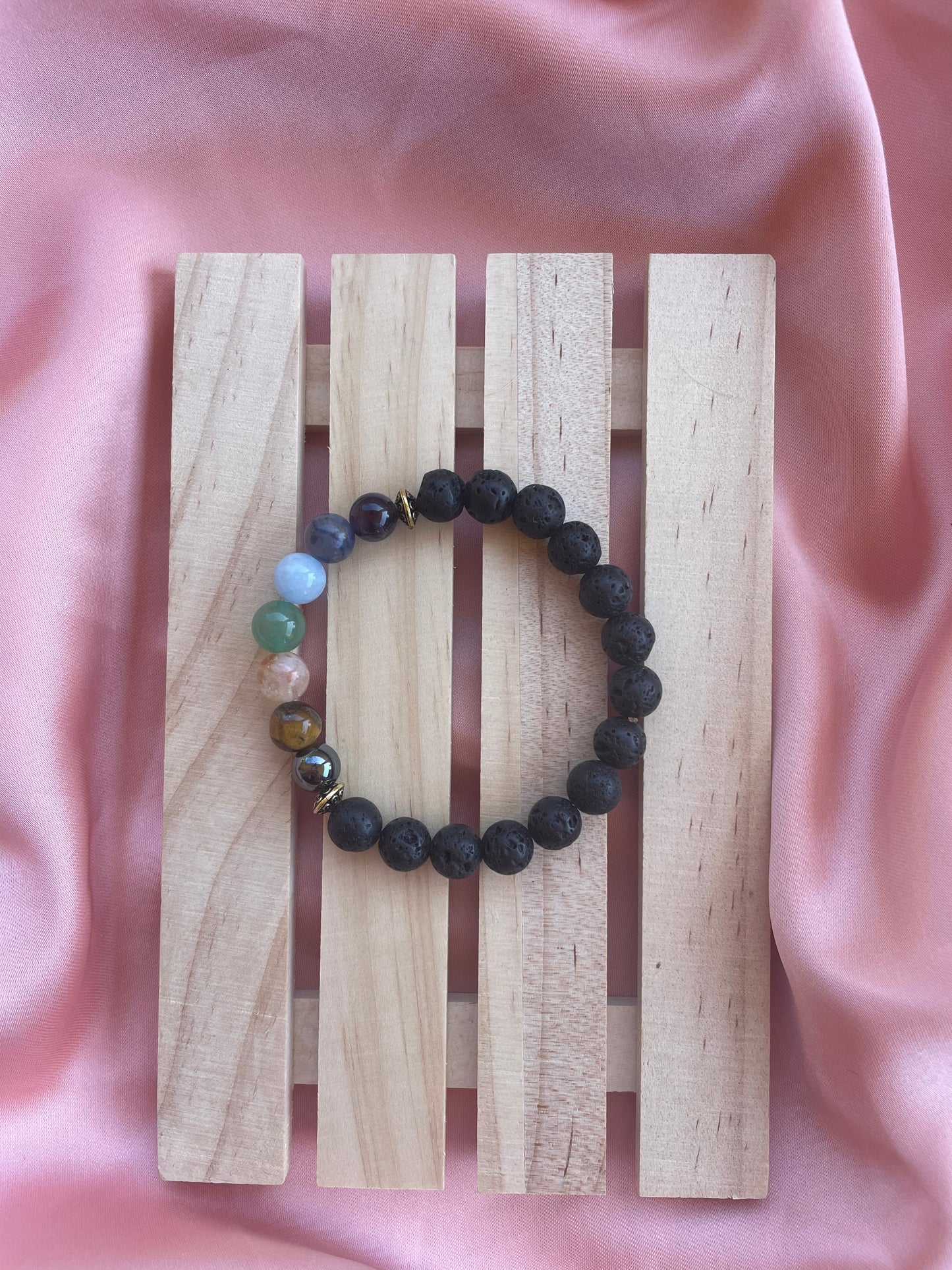 Black Lava Bead Chakra Bracelet