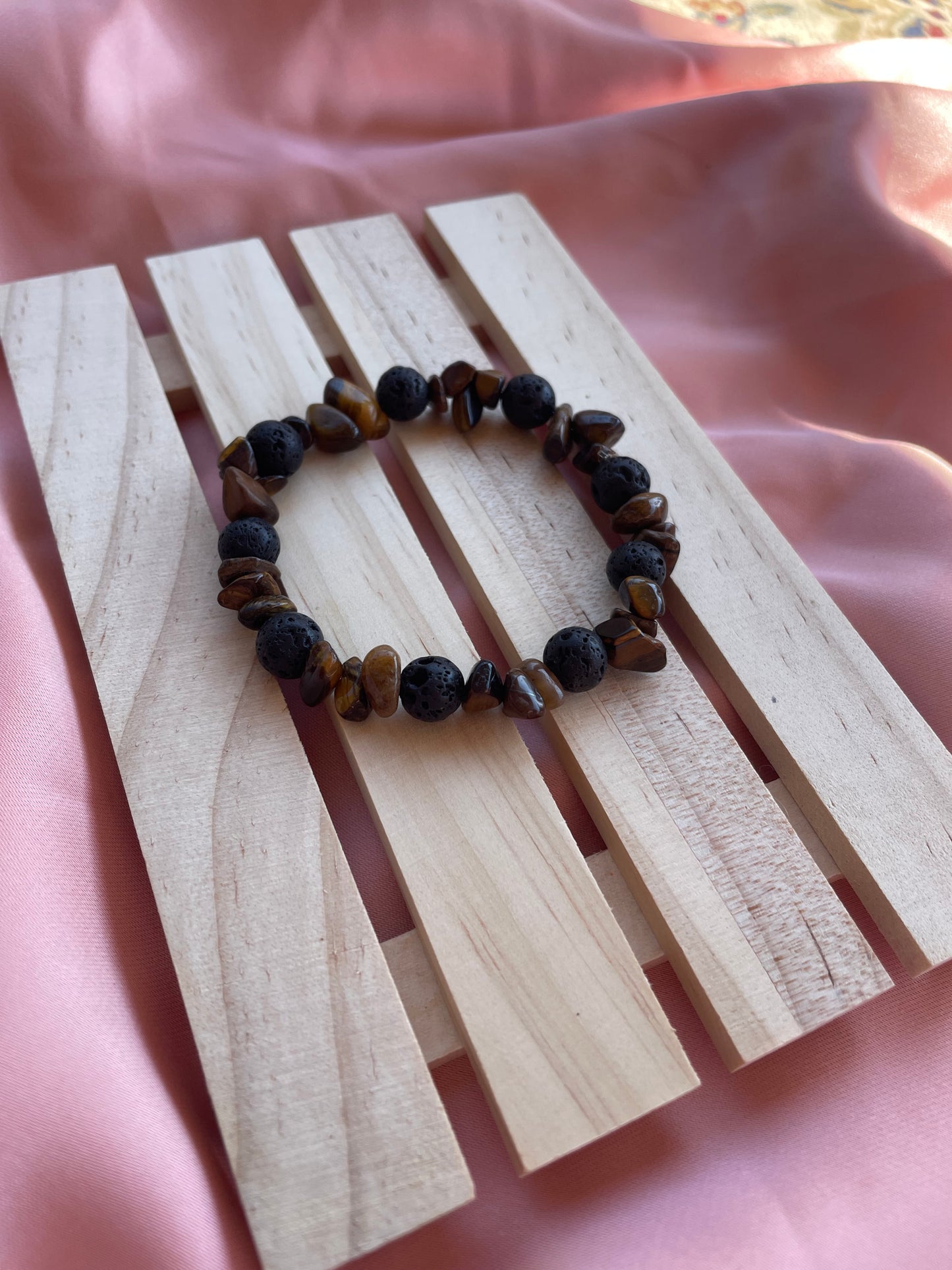 Assorted Black Lava Bead & Crystal Chip Bracelets | You pick the crystal