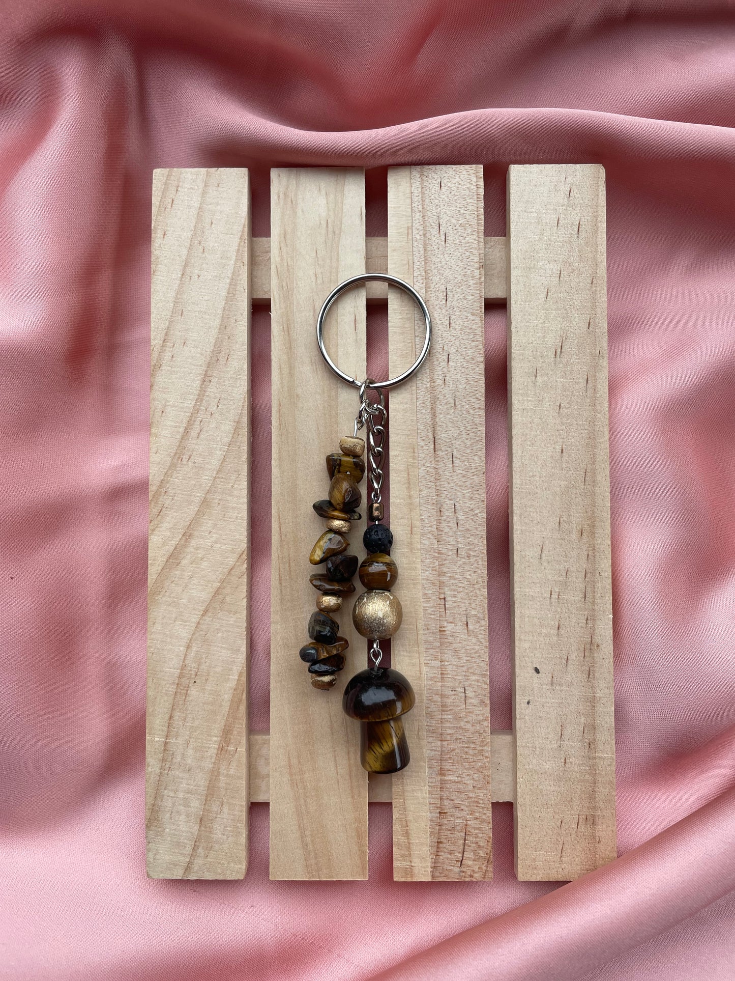 Tigers Eye Crystal Mushroom Keychain | Bag Charm