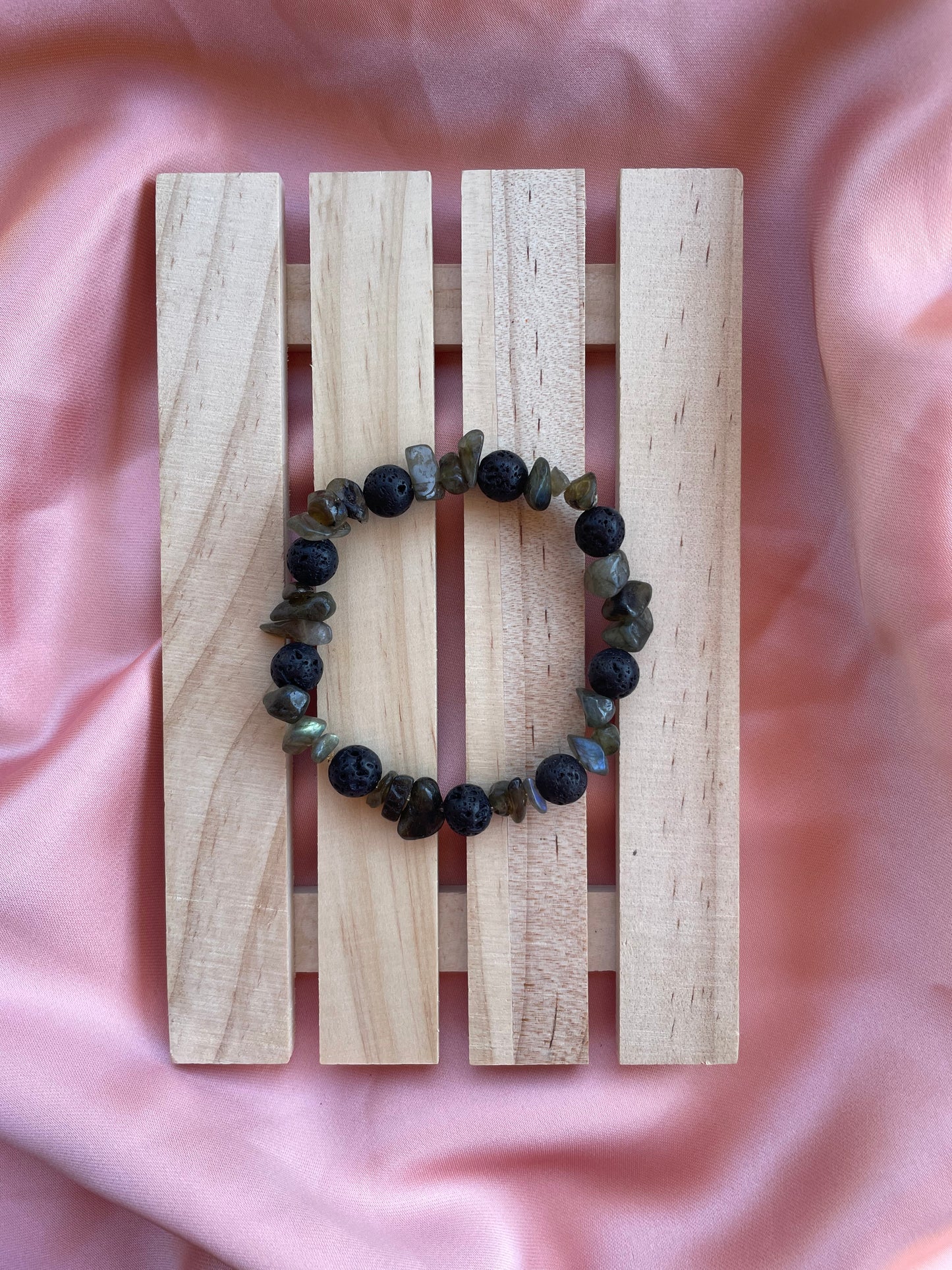Assorted Black Lava Bead & Crystal Chip Bracelets | You pick the crystal