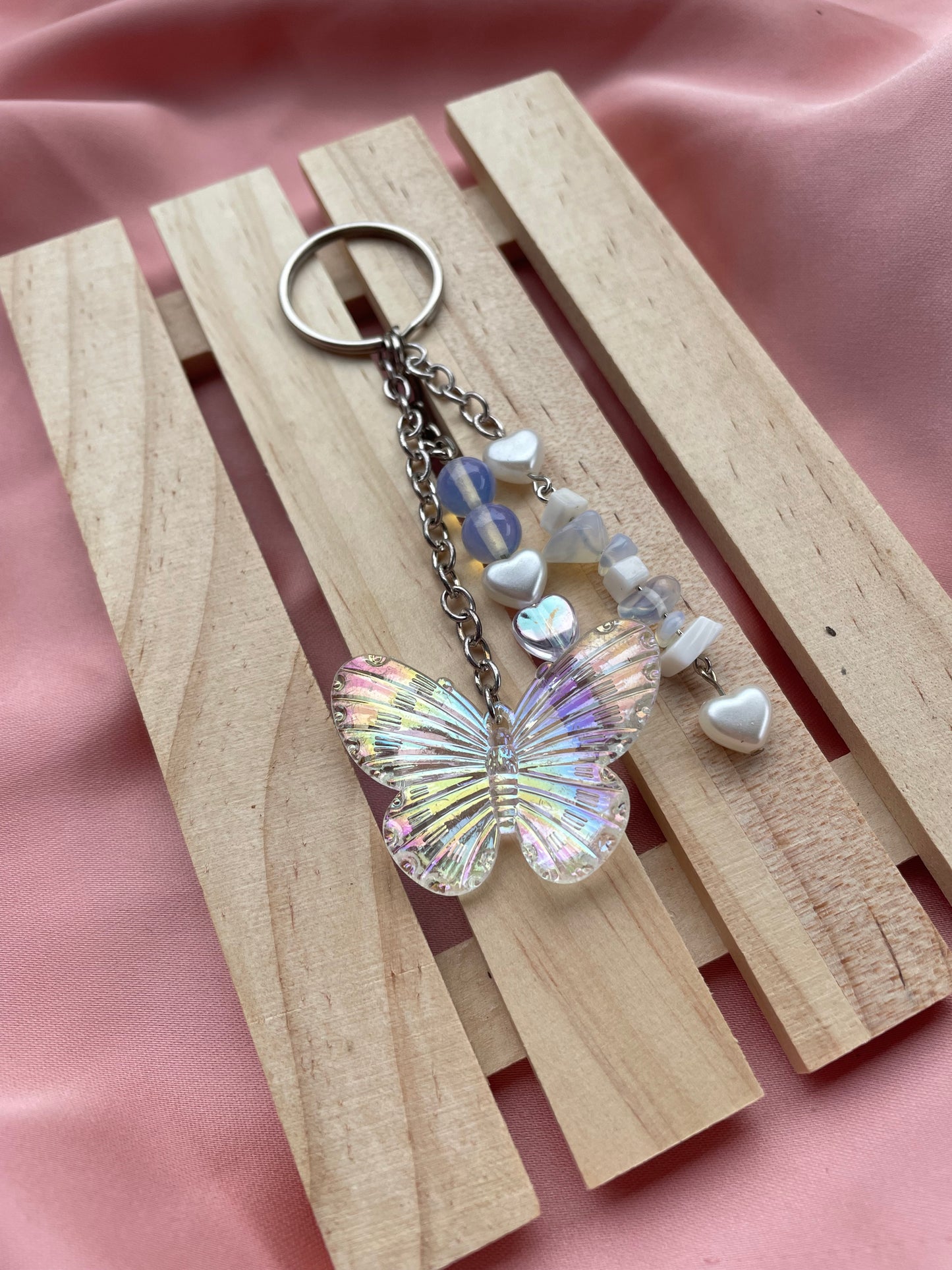 Resin Butterfly & Opalite Crystal Keychain | Bag Charm