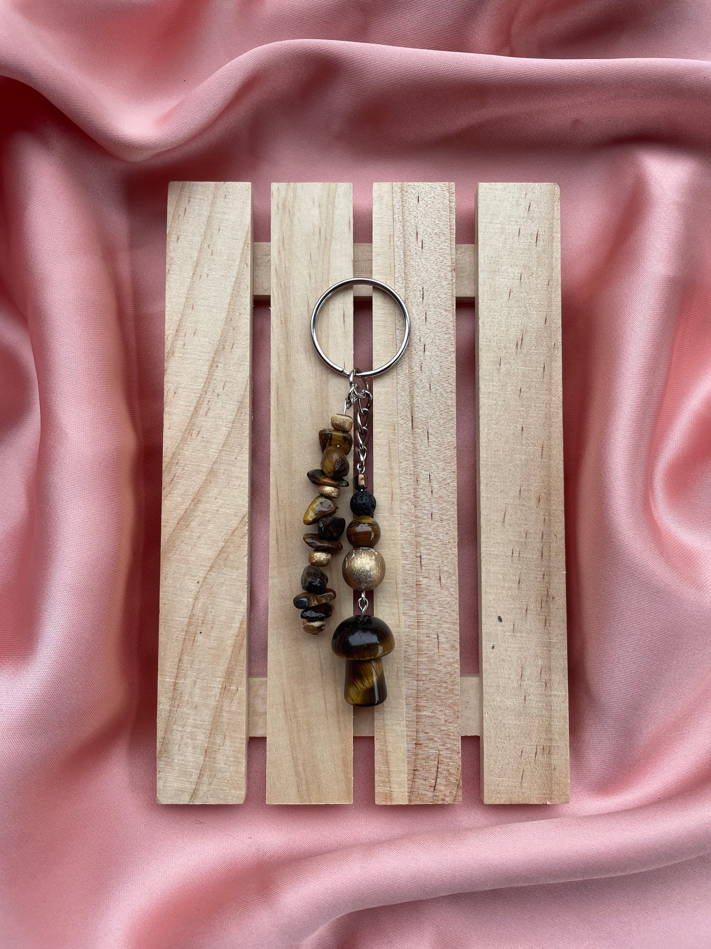 Tigers Eye Crystal Mushroom Keychain | Bag Charm