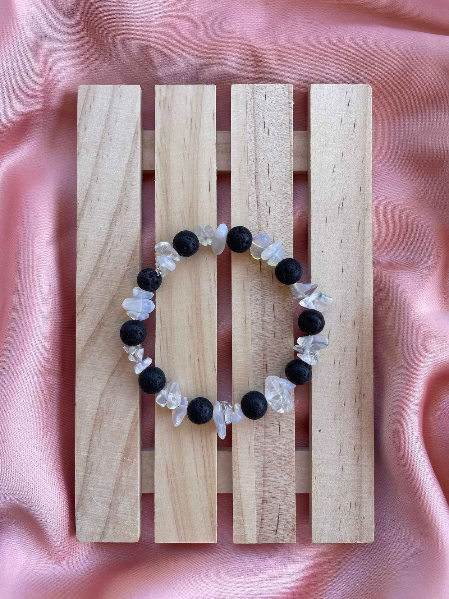 Assorted Black Lava Bead & Crystal Chip Bracelets | You pick the crystal