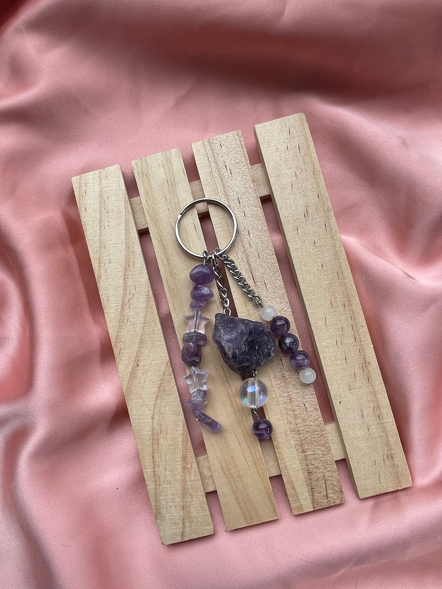 Amethyst Crystal Bag Charm | Keychain